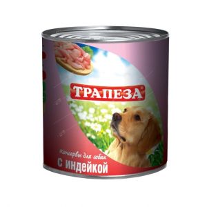 "ТРАПЕЗА" консервированный корм для собак Индейка 750 г